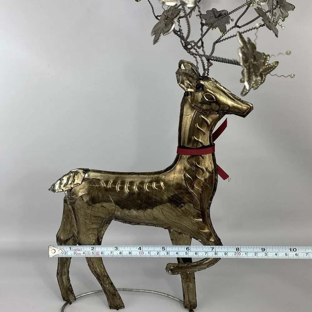 2x Pottery Barn Pressed Metal Reindeer Christmas Flower Antlers UNIQUE Decor HTF